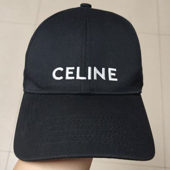 Authentic Celine Black Baseball Cap | Embroidered Logo Hat - Picture 1 of 6